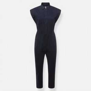 Pistola Black Utility Jumpsuit Elastic Waist Sleeveless Collared Boiler Suit M